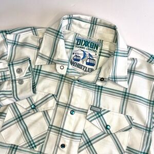 Dixxon Flannel Co Whistler Mens M Long Sleeve Button-Up Plaid White Pearl Snap